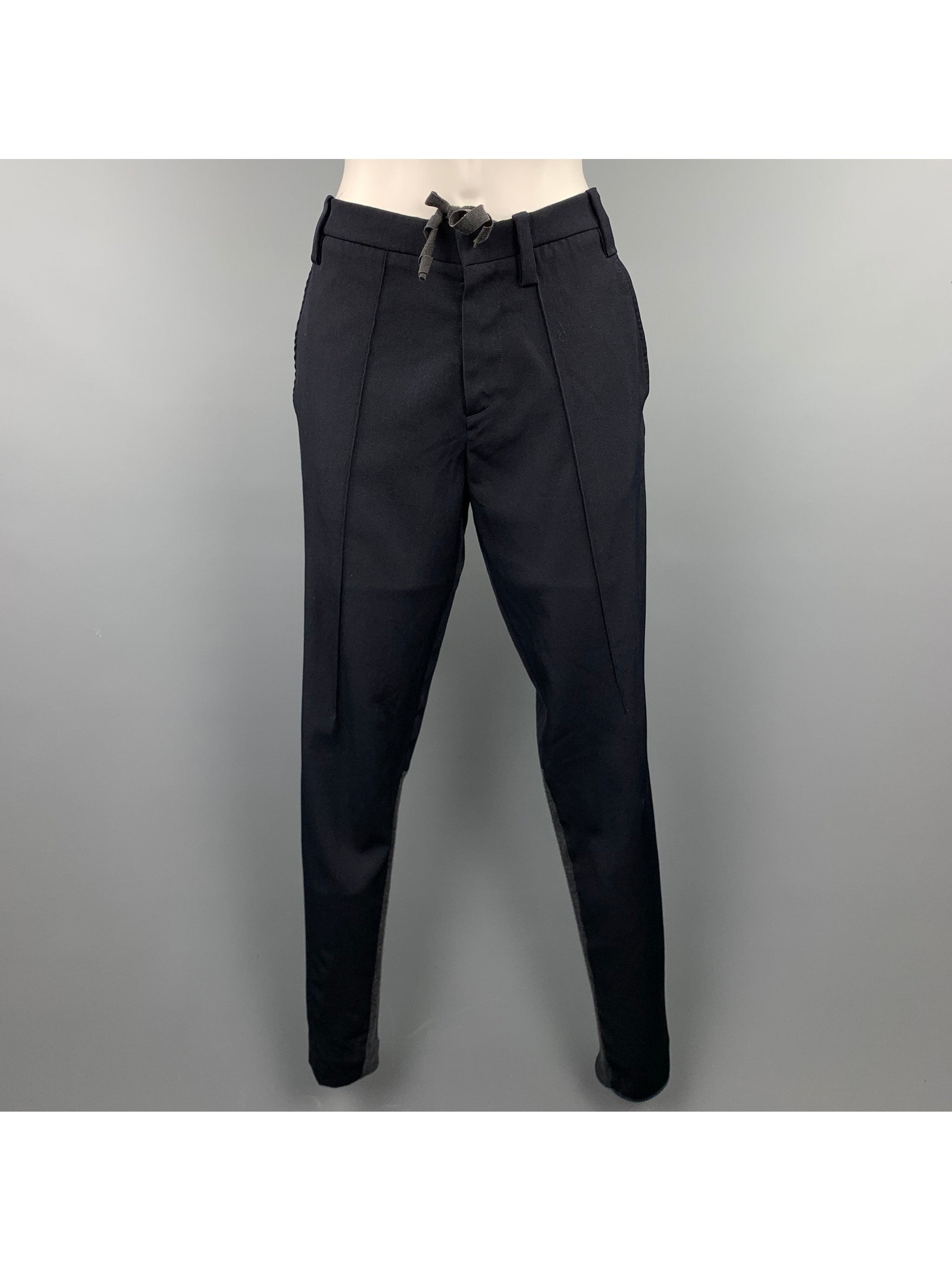 Marni Size 2 Black Knitted Patch Virgin Wool Skinny Casual Pants
